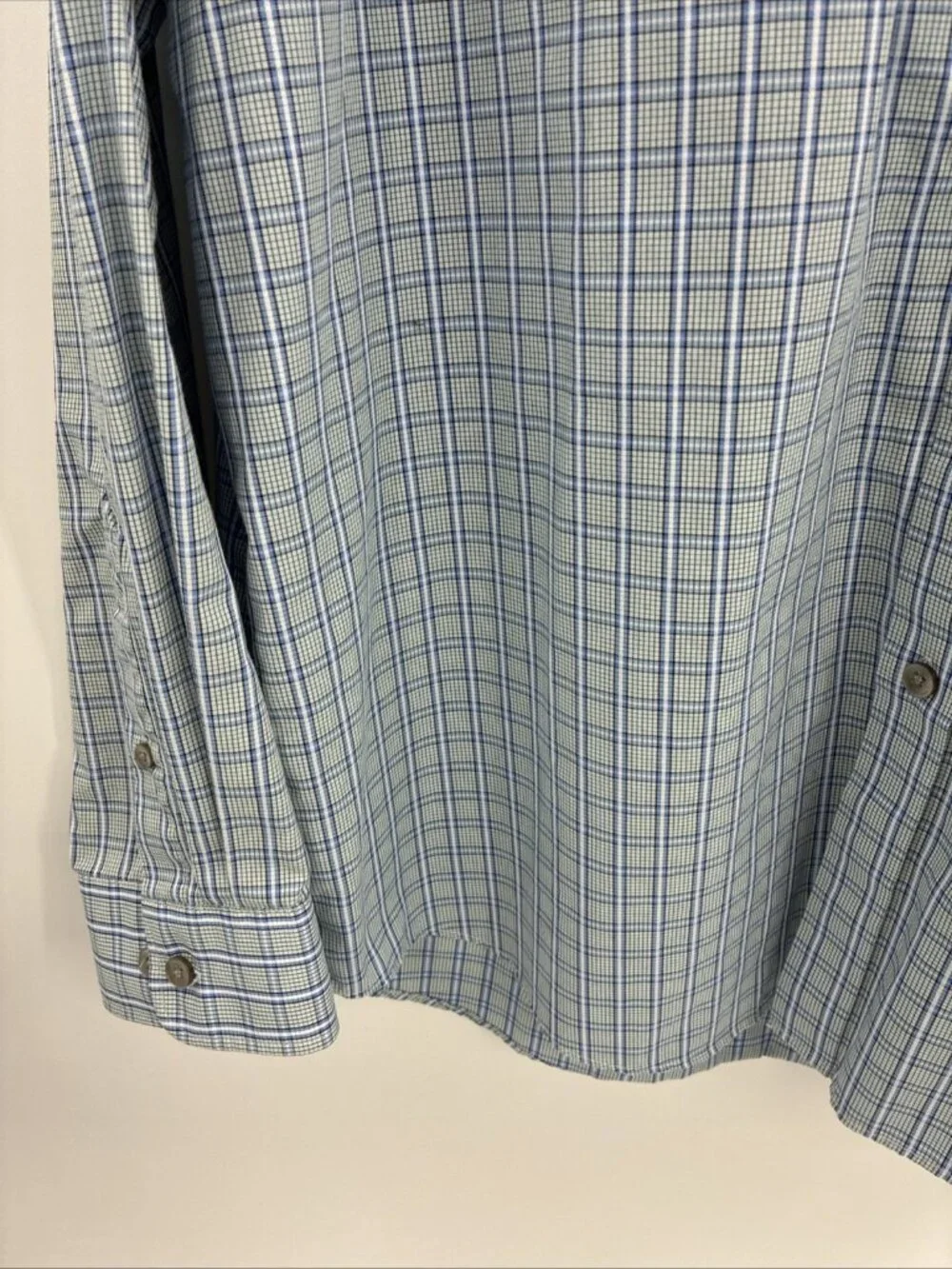 Van Heusen Mens Button Down Shirt Blue Plaid Cotton Dress Shirt L 16 16.5 - Picture 2 of 6